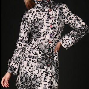Desigual Black and White Artistic Long Sleeve Dress